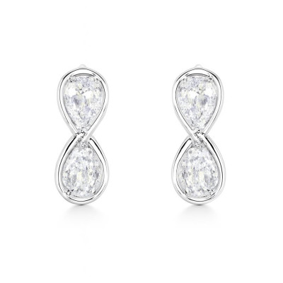 Boucles d'oreilles Signe Infini Argent 925 Rhodié et Oxyde de zirconium