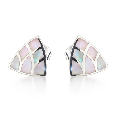 Boucles d'oreilles Triangulaire Argent  Nacre Blanche