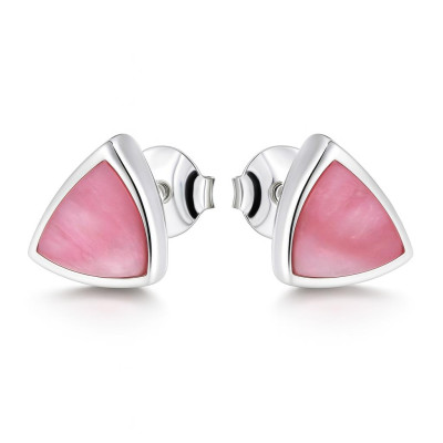 Boucles d'oreilles Triangulaire Argent  Nacre Rose