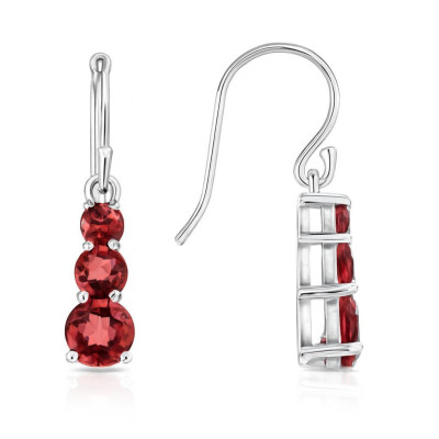 Boucles d'oreilles Trilogie Argent 925 Grenat