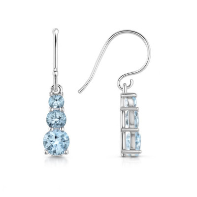 Boucles d'oreilles Trilogie Argent 925 Topaze Bleue Traitée