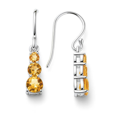 Boucles d'oreilles Trilogie Argent  et Citrine