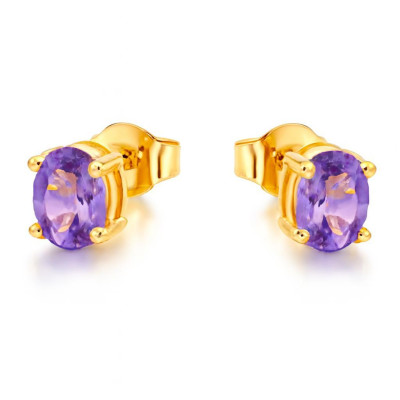 Boucles d'oreilles Vermeil Améthyste  Ovales 7x5mm