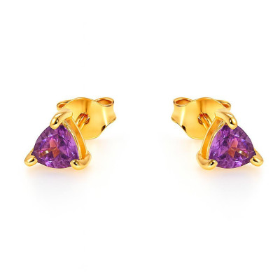 Boucles d'oreilles Vermeil Améthyste Triangulaire 5mm