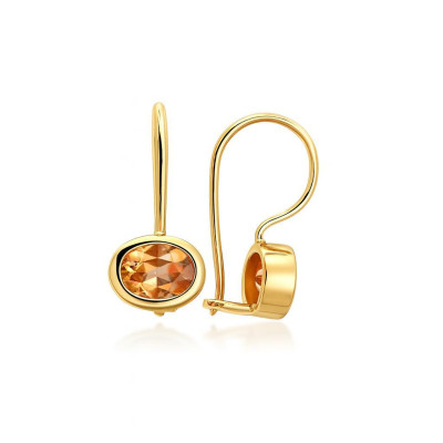 Boucles d'oreilles Vermeil Citrine Ovale 7x5mm