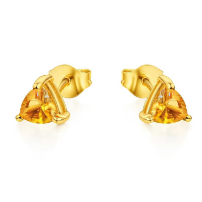 Boucles d'oreilles Vermeil Citrine Trillion 5mm