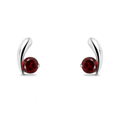 Boucles d'oreilles Virgule Argent et Grenat