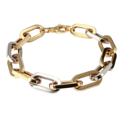 Bracelet 2 ors 375 anneaux larges 10mm x 21cm