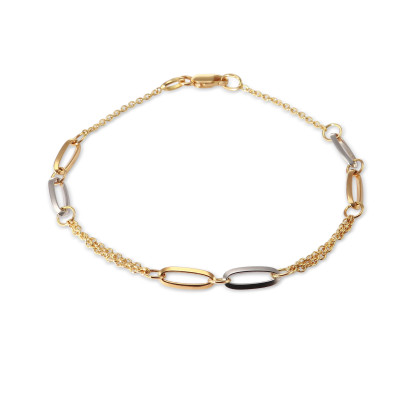 Bracelet 2 Ors 750 Motifs Ovales