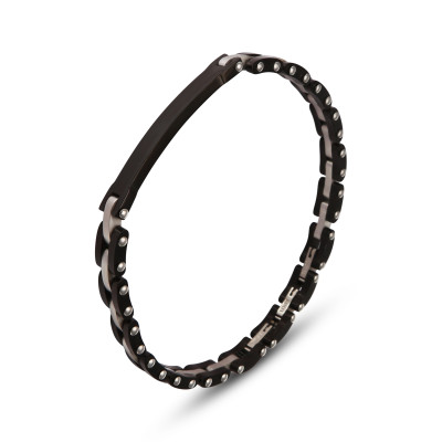 Bracelet Acier Homme plaque noire
