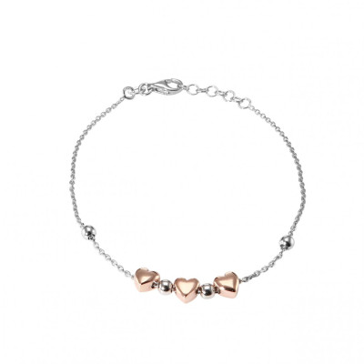 Bracelet Argent 2 tons coeurs