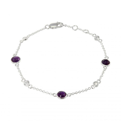 Bracelet Argent 925 Améthyste et Oxyde de zirconium