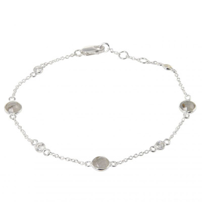 Bracelet Argent 925 Calcédoine et Oxyde de zirconium