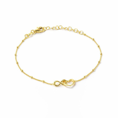 Bracelet Argent 925 doré Coeur et Infini