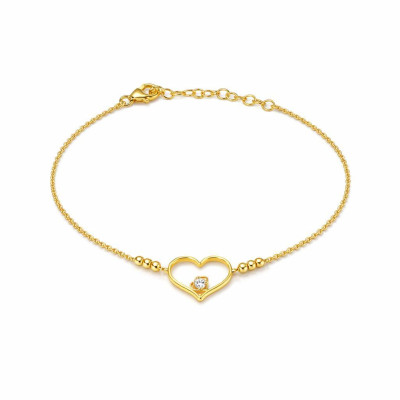 Bracelet Argent 925 doré Coeur et oxyde de zirconium