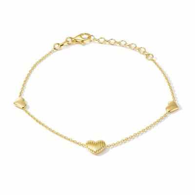 Bracelet Argent 925 doré Coeur rayé