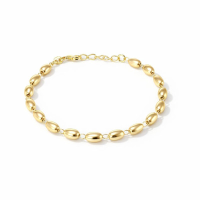 Bracelet Argent 925 doré Olives lisses et satinées