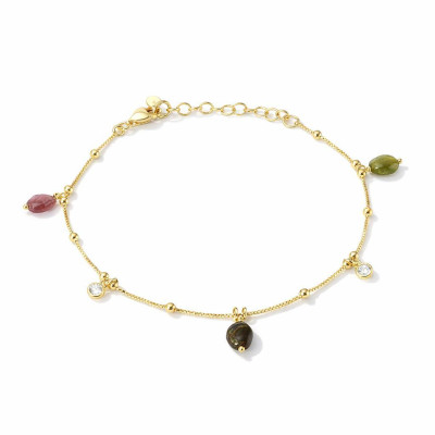 Bracelet Argent 925 doré Tourmaline et oxydes de zirconium