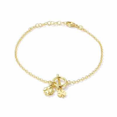 Bracelet Argent 925 doré Trèfles porte bonheur