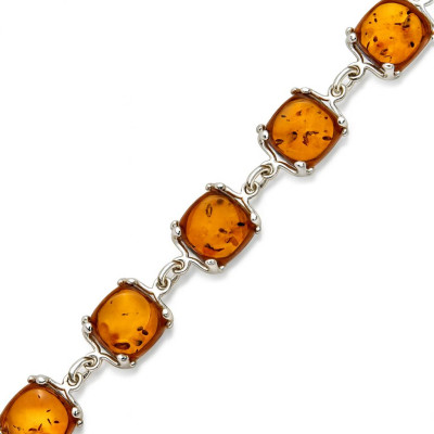 Bracelet Argent 925 et Ambre Coussin