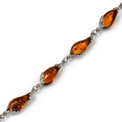 Bracelet Argent 925 et Ambre Poire