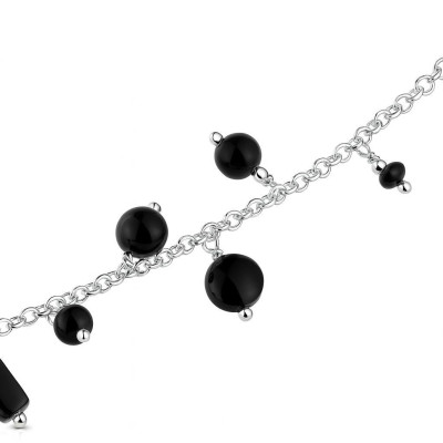 Bracelet Argent 925 et Breloques en Onyx