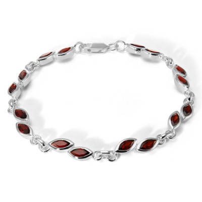 Bracelet Argent 925 Grenat Navette 6x3mm
