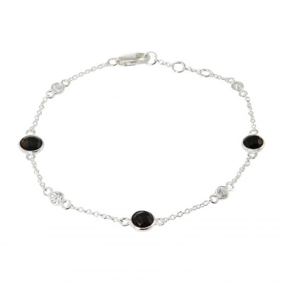 Bracelet Argent 925 Onyx et Oxyde de zirconium