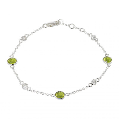 Bracelet Argent 925 Péridot et Oxyde de zirconium