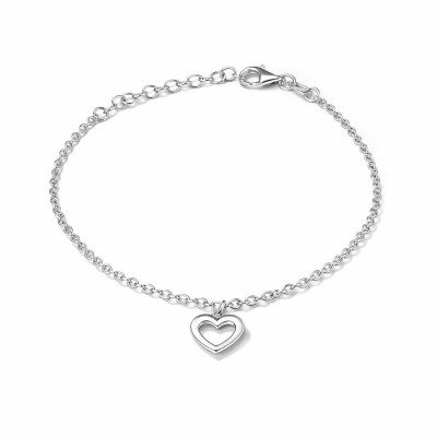 Bracelet Argent 925 rhodié Coeur
