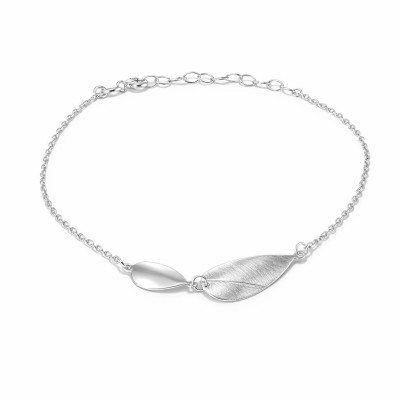 Bracelet Argent 925 rhodié Goutte lisse et brossée