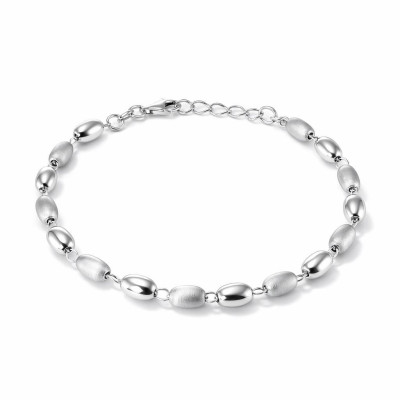 Bracelet Argent 925 rhodié Olives lisses et satinées
