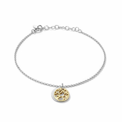 Bracelet Argent 925 rhodié Plaque ronde et arbre de vie