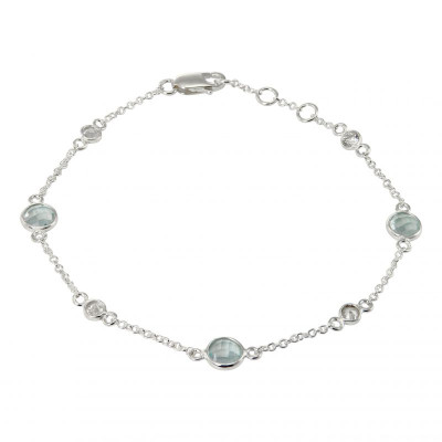 Bracelet Argent 925 Topaze Bleue traitée et Oxyde de zirconium