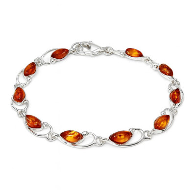 Bracelet Argent  Ambre 6.6mm x 18.5cm