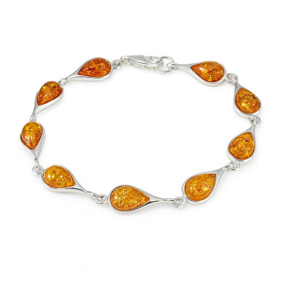 Bracelet Argent  Ambre 7.5mm x 18cm