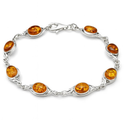 Bracelet Argent  Ambre 7.5mm x 20cm