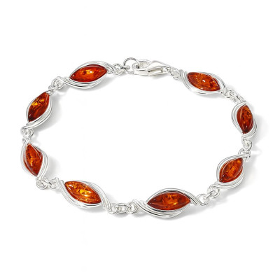 Bracelet Argent  Ambre 7.8mm x 19.5cm