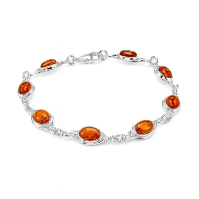 Bracelet Argent  Ambre Ovales 8x6mm