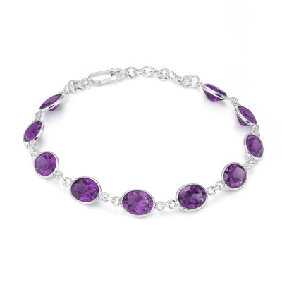 Bracelet Argent  Améthyste Oavle 8x6mm