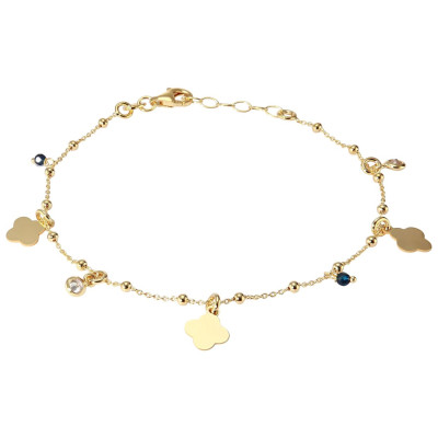Bracelet Argent Doré Breloques fleur et oxydes de zirconium