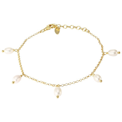 Bracelet Argent Doré et Perles de culture 