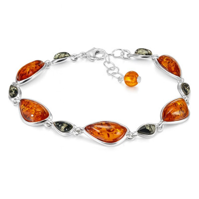 Bracelet argent et ambre 2 couleurs