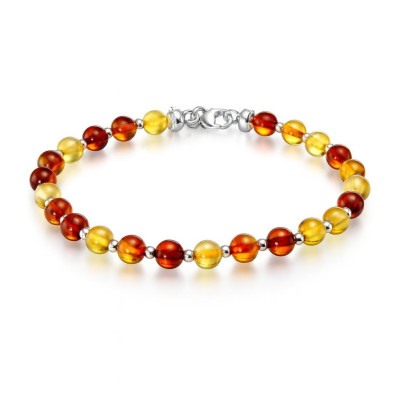 Bracelet argent et ambre multicolore