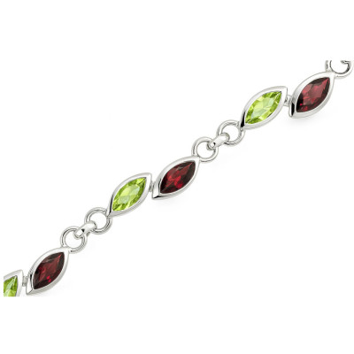 Bracelet Argent Grenat et Péridot