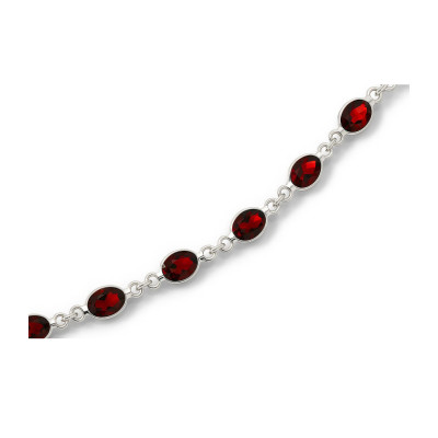 Bracelet Argent  Grenat  pierres de 8x6mm 