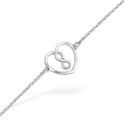 Bracelet Argent Motif Coeur et Signe Infini