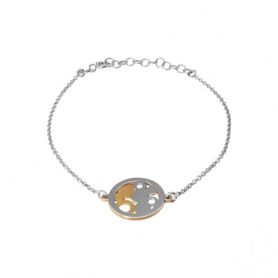 Bracelet Argent Rhodié 2 tons cercles