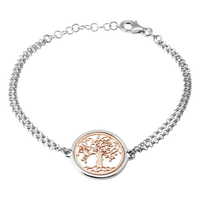 Bracelet argent rhodié arbre de vie et nacre