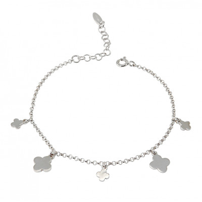 Bracelet argent rhodié breloques fleurs
